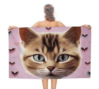 NTVOWPZO Carttoon Cat Microfiber Beach Towel 31"X 51" Super Absorbent Quick Dry Pool Towels Oversized Sand Free Beach Blanket Personalized Soft Bath Towels for Travel, Camping, Gym