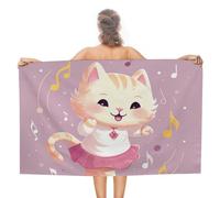 NTVOWPZO Cat Dances to Music Microfiber Beach Towel 31"X 51" Super Absorbent Quick Dry Pool Towels Oversized Sand Free Beach Blanket Personalized Soft Bath Towels for Travel, Camping, Gym