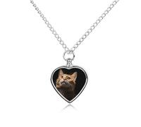 NTVOWPZO Cat Looks Up Urn Necklace for Ashes 27.6'' Chain with Filling Kit Pet Cremation Jewelry Charm Silver Pendant Necklace Dog Cat Ashes Keepsakes Memorial Gift for Women Men Pet Lover