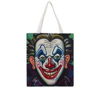 NTVOWPZO Cotton Canvas Tote Bags Heavy Duty Reusable Grocery Evil Clown Shopping Bag with Shoulder for Women Men Carry-All for Travel Beach Work Picnic Daily Essentials