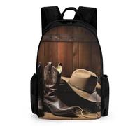 NTVOWPZO Cowboy Black Hat Western Boots Travel Backpack for Women Men Carry On Backpack Luggage Daypack 15.6 Inch Laptop Backpack