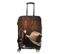 NTVOWPZO Cowboy Black Hat Western Boots Travel Luggage Cover Spandex Suitcase Protector Washable Baggage Covers Elastic Scratch-Resistant Luggage Cover Protector Fits 18-32 Inch Luggage, Cowboy Black