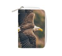 NTVOWPZO Credit Card Holder Wallet for Man Soft Business Card Holder Aerial View of A Bald Eagle Card Case with Zipper, style, 16x11.5cm, Style, 16x11.5cm