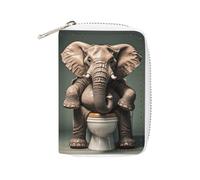 NTVOWPZO Credit Card Holder Wallet for Man Soft Business Card Holder Elephant Sitting on The Toilet Card Case with Zipper, style, 16x11.5cm, Style, 16x11.5cm