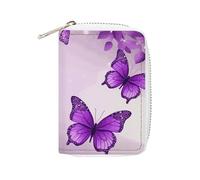 NTVOWPZO Credit Card Holder Wallet for Man Soft Business Card Holder Purple Butterflies Card Case with Zipper, style, 16x11.5cm, Style, 16x11.5cm