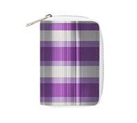 NTVOWPZO Credit Card Holder Wallet for Man Soft Business Card Holder White with Purple Stripes Card Case with Zipper, style, 16x11.5cm, Style, 16x11.5cm