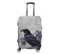 NTVOWPZO Crow on The Ground Travel Luggage Cover Spandex Suitcase Protector Washable Baggage Covers Elastic Scratch-Resistant Luggage Cover Protector Fits 18-32 Inch Luggage, Crow on the Ground, XL