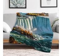 NTVOWPZO Custom Flannel Fleece Throw Blanket Plush Travel Throw for Bed 50x60 in Comfort Personalized Niagara Fall Blankets for Adults Decorative Bedtime Blanket Couch Sofa Camping Companion