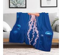 NTVOWPZO Custom Flannel Fleece Throw Blanket Plush Travel Throw for Bed 50x60 Inch Comfort Personalized Jellyfish Academy Blankets for Adults Decorative Bedtime Blanket Couch Sofa Camping Companion