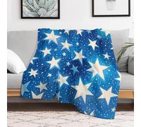 NTVOWPZO Custom Flannel Fleece Throw Blanket Plush Travel Throw for Bed 60x80 in Comfort Personalized Blue Shining Stars Pattern Blankets for Adults Decorative Bedtime Blanket Couch Sofa Camping Comp