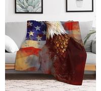 NTVOWPZO Custom Flannel Fleece Throw Blanket Plush Travel Throw for Bed 60x80 in Comfort Personalized American USA Flag Eagle Art Blankets for Adults Decorative Bedtime Blanket Couch Sofa Camping Com