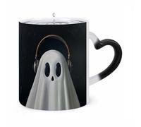 NTVOWPZO Cute Ghost Magic Color Changing Coffee Mug, 11 Oz Ceramic Cup with Handle, Heat Sensitive Heat Changing Mug Temperature Changing Mugs for Office Home, Christmas Birthday Gift