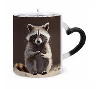 NTVOWPZO Cute Raccoon Magic Color Changing Coffee Mug, 11 Oz Ceramic Cup with Handle, Heat Sensitive Heat Changing Mug Temperature Changing Mugs for Office Home, Christmas Birthday Gift