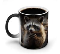 NTVOWPZO Cute Raccoon Magic Color Changing Coffee Mug, 11 Oz Ceramic Cup with Handle, Heat Sensitive Heat Changing Mug Temperature Changing Mugs for Office Home, Personalized Gift