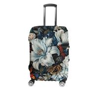 NTVOWPZO Dark Floral Pattern Travel Luggage Cover Spandex Suitcase Protector Washable Baggage Covers Elastic Scratch-Resistant Luggage Cover Protector Fits 18-32 Inch Luggage, Dark Floral Pattern, M