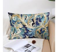 NTVOWPZO Decoration Throw Pillow Covers 12 "x20 Pillowcases Covers Elegant Blue Gold Florentine Soft Pillowcases Modern Farmhouse Home Decor Sofa Cushions Covers for Couch Bed Living Room