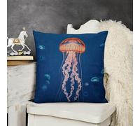 NTVOWPZO Decorative Jellyfish Academy Linen Pillow Covers 18x18 Throw Pillow Cover with Invisible Zipper Boho Farmhouse Pillows Shams Cushion Case for Bed Sofa Living Room Home Decor (2pcs)