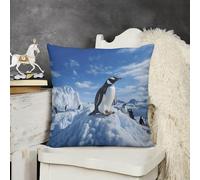 NTVOWPZO Decorative Throw Pillow Covers 18 "x18 Snow Mountain Penguin Body Pillow Pillowcase Outdoor Square Couch Cushion Case for Sofa Bed Couch Living Room Plush Pillows Protectors
