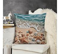 NTVOWPZO Decorative Throw Pillow Covers 18X18 Beach Seashells Starfish Body Pillow Pillowcase Outdoor Square Couch Cushion Case for Sofa Bed Couch Living Room Plush Pillows Protectors