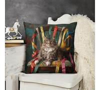 NTVOWPZO Decorative Throw Pillow Covers 24x24 Cat on Chair Body Pillow Pillowcase Outdoor Square Couch Cushion Case for Sofa Bed Couch Living Room Plush Pillows Protectors