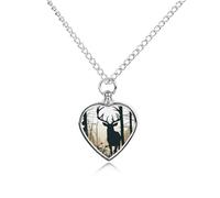 NTVOWPZO Deer Silhouette Urn Necklace for Ashes 27.6'' Chain with Filling Kit Pet Cremation Jewelry Charm Silver Pendant Necklace Dog Cat Ashes Keepsakes Memorial Gift for Women Men Pet Lover