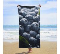 NTVOWPZO Delicious Blueberry Beach Towel Oversized Microfiber Bath Towels Lightweight Sand Proof Beach Towels Absorbent Pool Towels for Swimming Yoga Bathroom Towel 31.5" X 63"