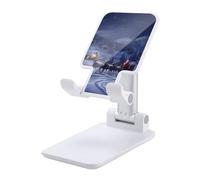 NTVOWPZO Foldable Cell Phone Holder Adjustable Angle Height Phone Stand for Desk Universal Portable Phone Holder Snow Night Santa and Deer Desktop Cellphone Stand for All Smartphone