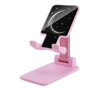 NTVOWPZO Foldable Cell Phone Holder Adjustable Angle Height Phone Stand for Desk Universal Portable Phone Holder Crescent Moon on Black Background Desktop Cellphone Stand for All Smartphone