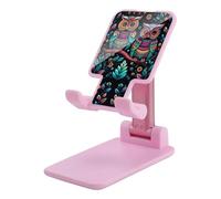 NTVOWPZO Foldable Cell Phone Holder Adjustable Angle Height Phone Stand for Desk Universal Portable Phone Holder Colorful Owl Pictures Desktop Cellphone Stand for All Smartphone