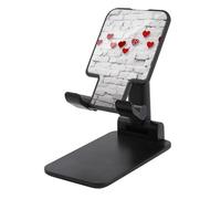 NTVOWPZO Foldable Cell Phone Holder Adjustable Angle Height Phone Stand for Desk Universal Portable Phone Holder Red Hearts on White Brick Wall Desktop Cellphone Stand for All Smartphone