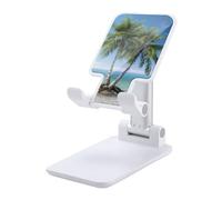 NTVOWPZO Foldable Cell Phone Holder Adjustable Angle Height Phone Stand for Desk Universal Portable Phone Holder Sea Palm Trees Desktop Cellphone Stand for All Smartphone