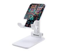 NTVOWPZO Foldable Cell Phone Holder Adjustable Angle Height Phone Stand for Desk Universal Portable Phone Holder Colorful Owl Pictures Desktop Cellphone Stand for All Smartphone