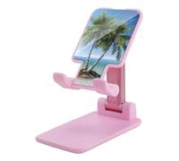 NTVOWPZO Foldable Cell Phone Holder Adjustable Angle Height Phone Stand for Desk Universal Portable Phone Holder Sea Palm Trees Desktop Cellphone Stand for All Smartphone
