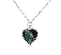 NTVOWPZO Green Leaf Shape Urn Necklace for Ashes 27.6'' Chain with Filling Kit Pet Cremation Jewelry Charm Silver Pendant Necklace Dog Cat Ashes Keepsakes Memorial Gift for Women Men Pet Lover