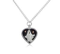 NTVOWPZO Halloween Ghost Urn Necklace for Ashes 27.6'' Chain with Filling Kit Pet Cremation Jewelry Charm Silver Pendant Necklace Dog Cat Ashes Keepsakes Memorial Gift for Women Men Pet Lover