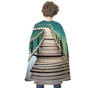 NTVOWPZO Halloween Wooden Bridge over The Lake Cloak Reversible Cape Costume for Masquerade Halloween Cosplay Birthday Party Decoration
