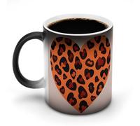 NTVOWPZO Heart Leopard Magic Color Changing Coffee Mug, 11 Oz Ceramic Cup with Handle, Heat Sensitive Heat Changing Mug Temperature Changing Mugs for Office Home, Personalized Gift