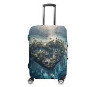 NTVOWPZO Heart Shaped Island Travel Luggage Cover Spandex Suitcase Protector Washable Baggage Covers Elastic Scratch-Resistant Luggage Cover Protector Fits 18-32 Inch Luggage, Heart Shaped Island, L
