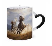 NTVOWPZO Horses Running Art Magic Color Changing Coffee Mug, 11 Oz Ceramic Cup with Handle, Heat Sensitive Heat Changing Mug Temperature Changing Mugs for Office Home, Christmas Birthday Gift