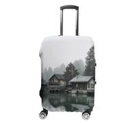 NTVOWPZO Hut by The River Travel Luggage Cover Spandex Suitcase Protector Washable Baggage Covers Elastic Scratch-Resistant Luggage Cover Protector Fits 18-32 Inch Luggage, Hut by the River, M