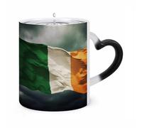 NTVOWPZO Irish Flag Magic Color Changing Coffee Mug, 11 Oz Ceramic Cup with Handle, Heat Sensitive Heat Changing Mug Temperature Changing Mugs for Office Home, Christmas Birthday Gift