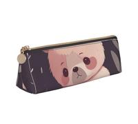 NTVOWPZO Leather Pencil Case Large Capacity Pencil Pouch A Brown Cartoon Bear Pencil Bag Pouch With Zipper Pen Holder for Women