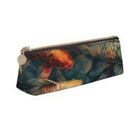 NTVOWPZO Leather Pencil Case Large Capacity Pencil Pouch A Painting of Koi Fish Pencil Bag Pouch With Zipper Pen Holder for Women