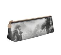 NTVOWPZO Leather Pencil Case Large Capacity Pencil Pouch Asian Landscape Fog Pencil Bag Pouch With Zipper Pen Holder for Women