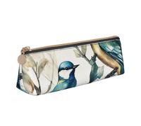 NTVOWPZO Leather Pencil Case Large Capacity Pencil Pouch Birds Blooming Flowers Pencil Bag Pouch With Zipper Pen Holder for Women