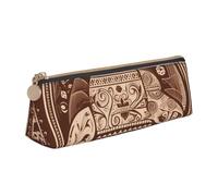 NTVOWPZO Leather Pencil Case Large Capacity Pencil Pouch Oval Vase Brown Pencil Bag Pouch With Zipper Pen Holder for Women