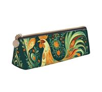 NTVOWPZO Leather Pencil Case Large Capacity Pencil Pouch Rooster Carrot Flower Pencil Bag Pouch With Zipper Pen Holder for Women