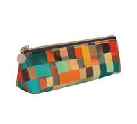 NTVOWPZO Leather Pencil Case Large Capacity Pencil Pouch Simple Collage Orange Pencil Bag Pouch With Zipper Pen Holder for Women