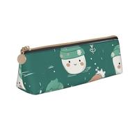 NTVOWPZO Leather Pencil Case Large Capacity Pencil Pouch Snowman Wearing Hat Pencil Bag Pouch With Zipper Pen Holder for Women
