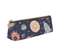 NTVOWPZO Leather Pencil Case Large Capacity Pencil Pouch Space Pattern Cartoon Pencil Bag Pouch With Zipper Pen Holder for Women